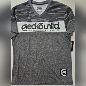 Ecko T-Shirt Mens Large Camo Static Grey Y2K Designer Throwback‎ Casual Tee